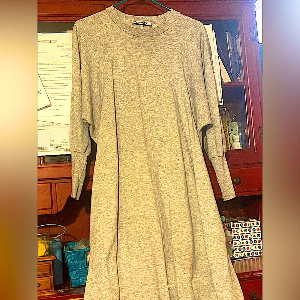 Fleece dress L/S vtg flared RARE VASARETTE paneled godets litewt. sweatshirt